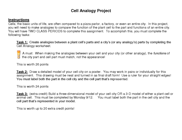 Cell city analogy answer key