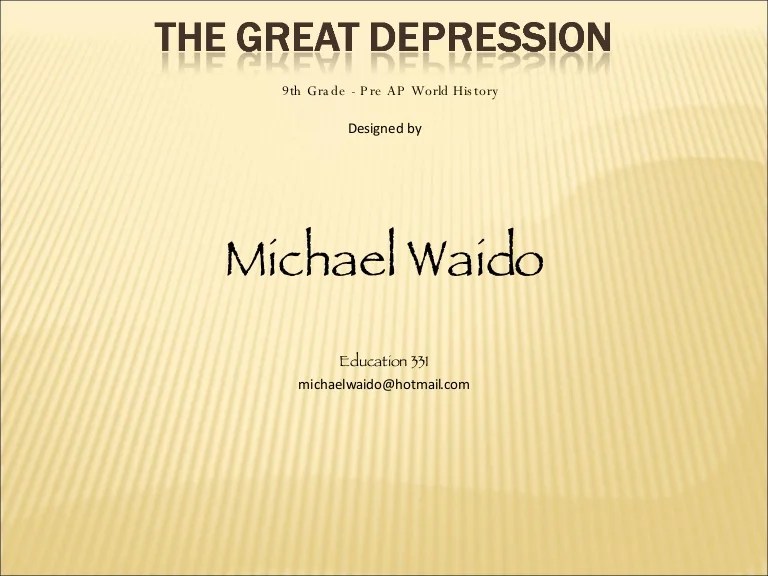 The great depression webquest answers