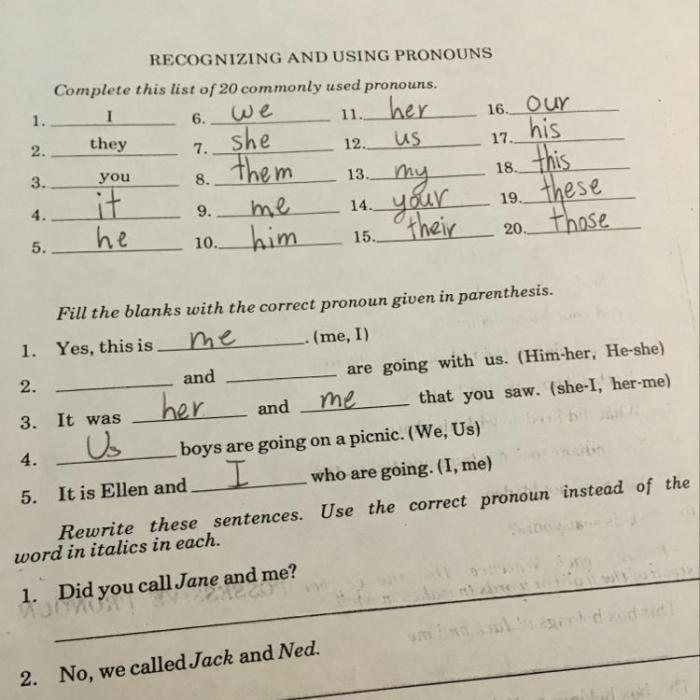 Fill in the blanks with the correct direct object pronouns.